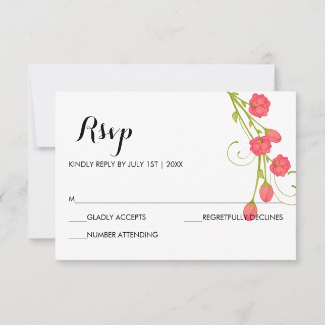 Fuchsia Garden Rose - RSVP Card Karte (Vorderseite)