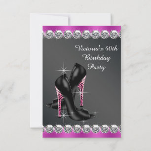 Fuchsia-Geburtstagsfeier-RSVP für Damen Einladung