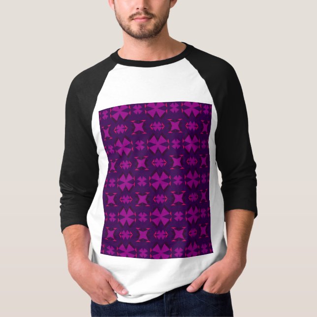 Fuchsia Geotech: A Vibrant Abstract Geometric Text T-Shirt (Vorderseite)