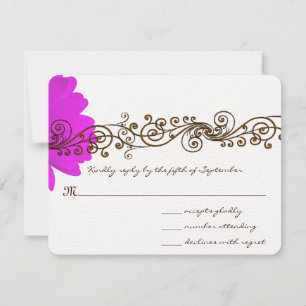 Fuchsia Gerber Daisy Wedding RSVP Karte