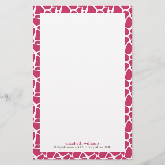 Fuchsia Giraffe Pattern Briefpapier (Vorderseite)