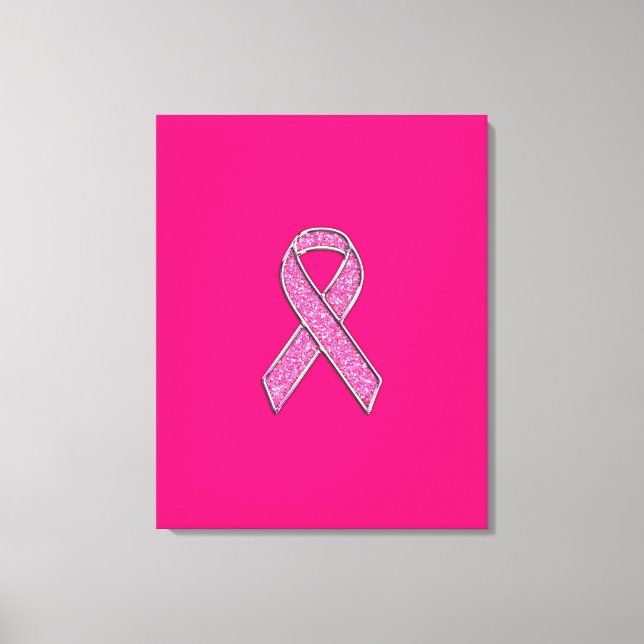 Fuchsia Glitzer Style Rosa Band-Bewusstsein Leinwanddruck (Vorderseite)