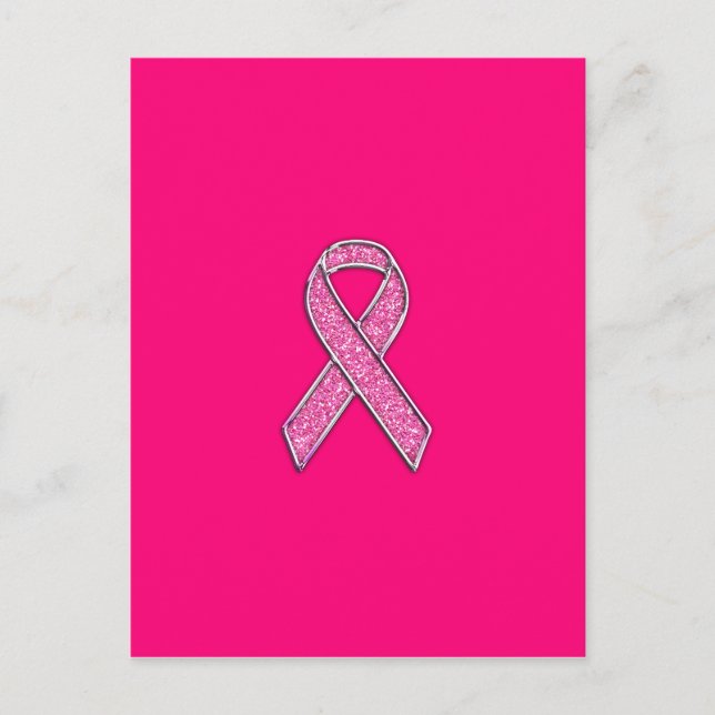 Fuchsia Glitzer Style Rosa Band-Bewusstsein Postkarte (Vorderseite)