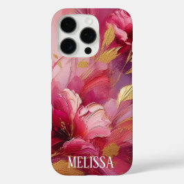 Fuchsia Gold Eleganz in Acryl mit Namen iPhone 16 Pro Hülle