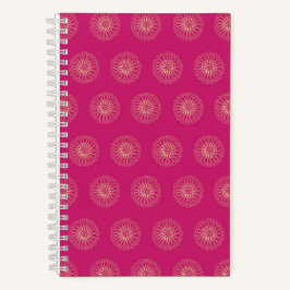 Fuchsia | Golden Zinnia Flower Medallions Notizbuch