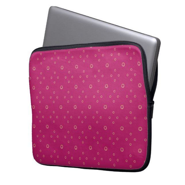 Fuchsia | Golden Zinnia Sonne Laptopschutzhülle (Vorderseite Links)