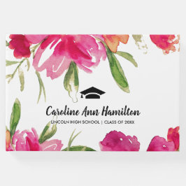 Fuchsia Green Floral Abschluss Gästebuch