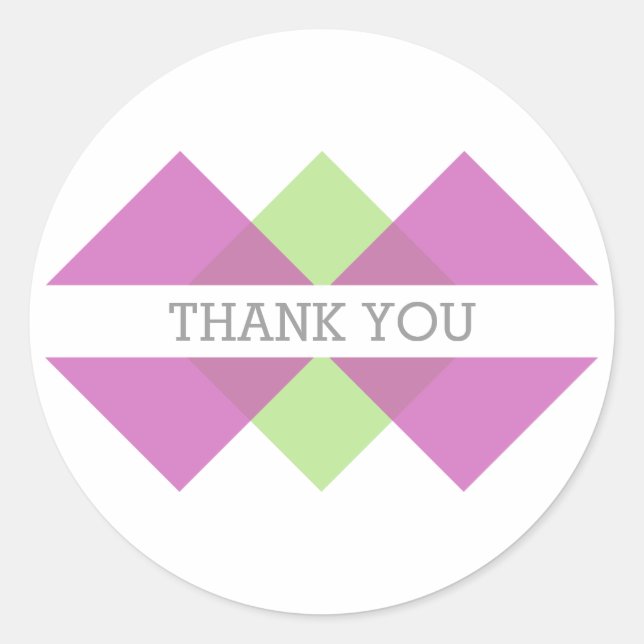 Fuchsia Green Geometric Triad Danke Stickers (Vorderseite)