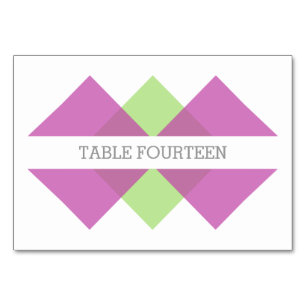 Fuchsia Green Geometric Triad Table Card Tischnummer