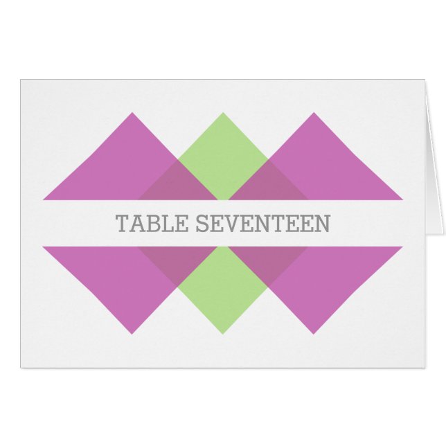 Fuchsia Green Geometric Triad Tischnummer Card (Vorderseite (Horizontal))
