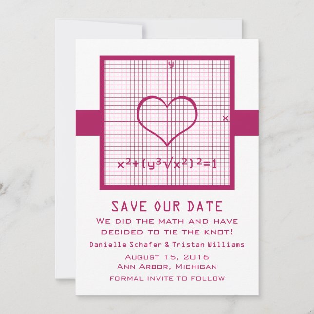 Fuchsia Heart Mah Graph Save the Date einladen (Vorderseite)