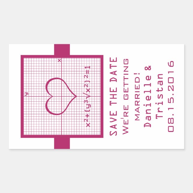 Fuchsia Heart Mah Graph Save the Date Stickers (Vorderseite)