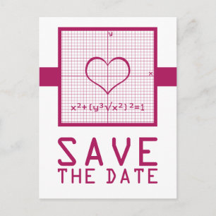 Fuchsia Heart Math Graph Save the Date Postkarte