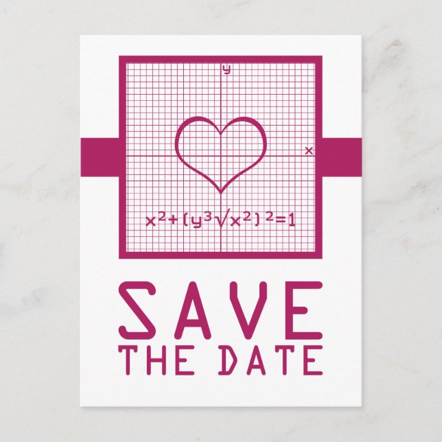 Fuchsia Heart Math Graph Save the Date Postkarte (Vorderseite)
