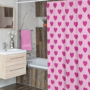 Fuchsia Herzmuster Pink Preppy y2k Duschvorhang