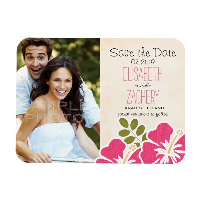 Fuchsia Hibiskus Foto Save the Date Magnet (Horizontal)