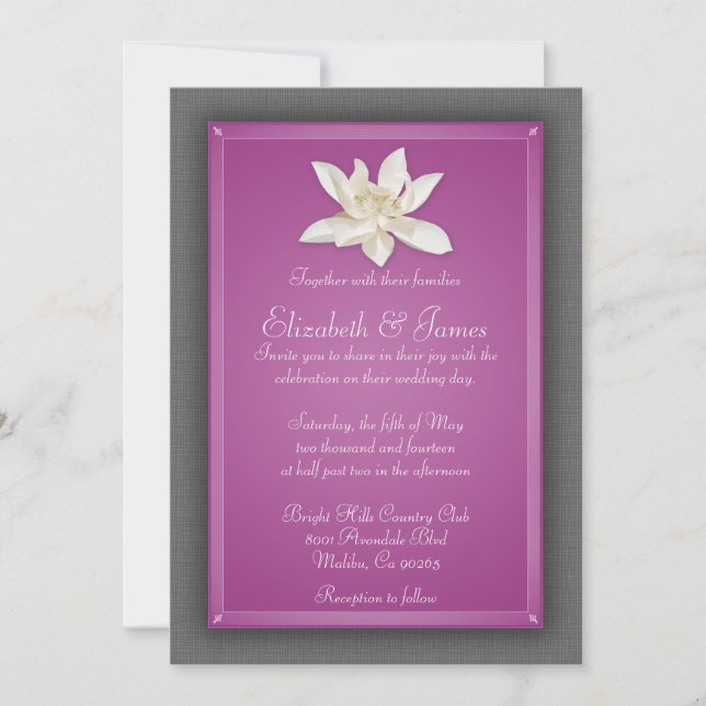 Fuchsia Hochzeit Einladung (Vorderseite)