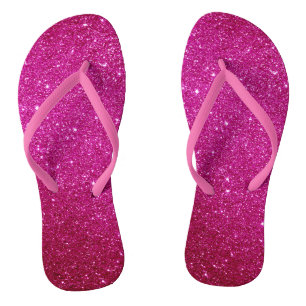 Fuchsia Hot Pink Glitter und Glamour  Flip Flops