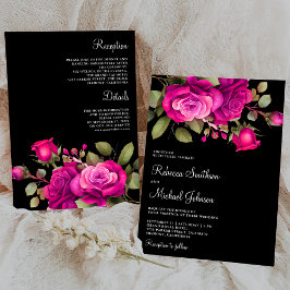 Fuchsia Hot Pink Rose Alle in einer Schwarzen Hoch Einladung