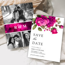 Fuchsia Hot Pink Rosen Foto Collage Hochzeit