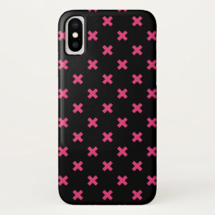 Fuchsia Kreuzstiche auf schwarz Case-Mate iPhone Hülle