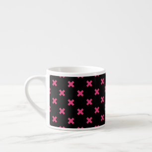 Fuchsia Kreuzstiche auf schwarz Espressotasse
