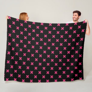 Fuchsia Kreuzstiche auf schwarz Fleecedecke