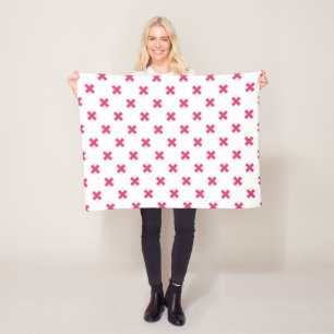 Fuchsia-Kreuzstiche auf weiß Fleecedecke