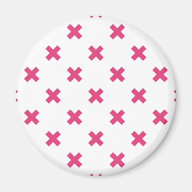 Fuchsia-Kreuzstiche auf weiß Magnet (Vorne)