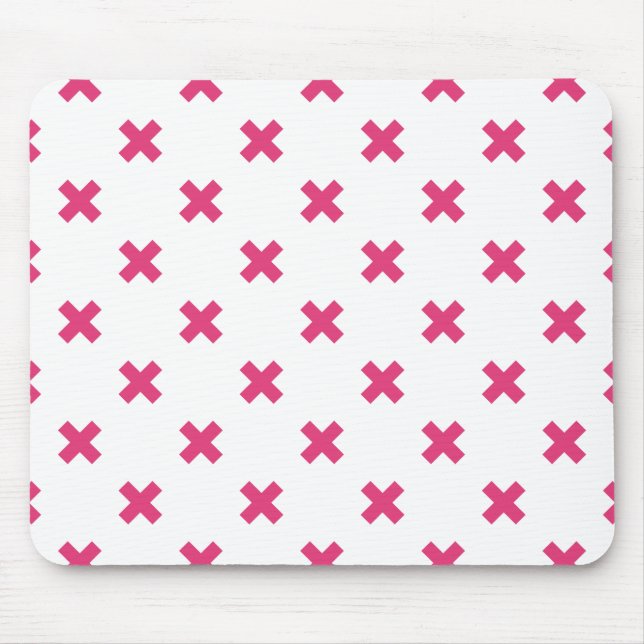 Fuchsia-Kreuzstiche auf weiß Mousepad (Vorne)