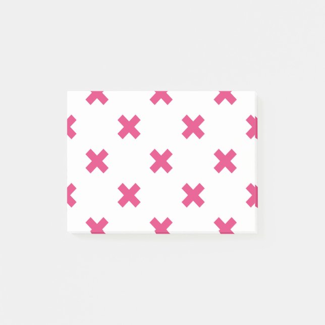 Fuchsia-Kreuzstiche auf weiß Post-it Klebezettel (Vorderseite)