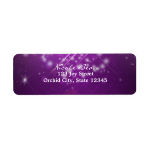 Fuchsia Lila Sparkle Club Party Address Labels