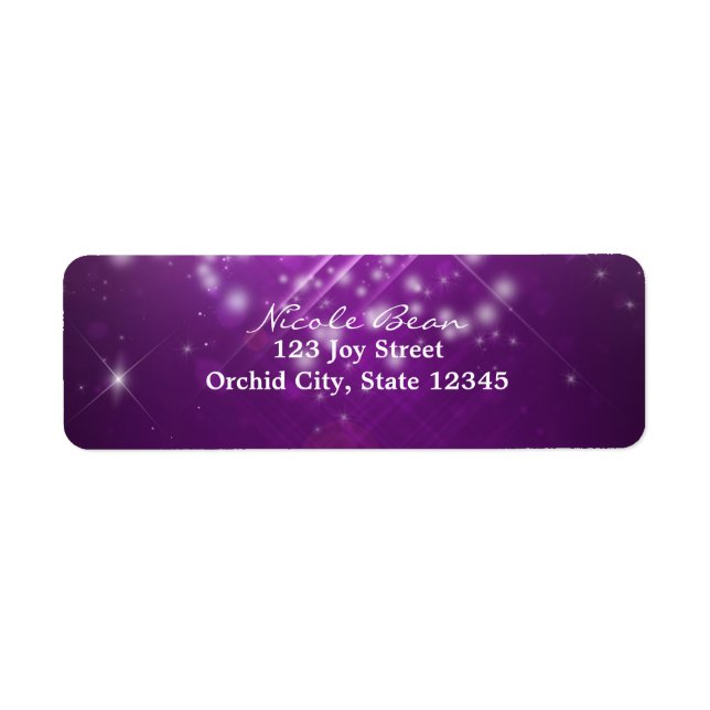 Fuchsia Lila Sparkle Club Party Address Labels (Vorne)