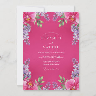 Fuchsia Lila Weinrebe Hochzeit Einladung