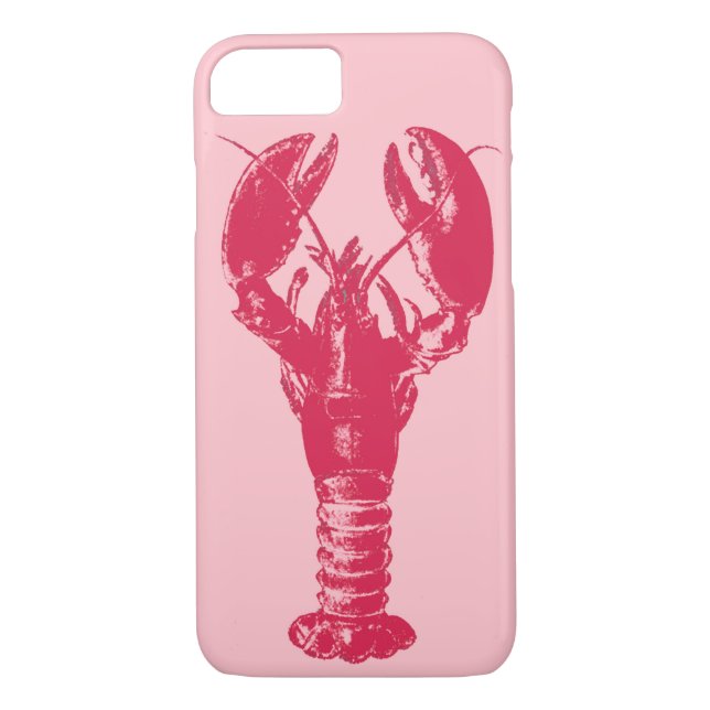Fuchsia Lobster auf hellrosa Case-Mate iPhone Hülle (Rückseite)