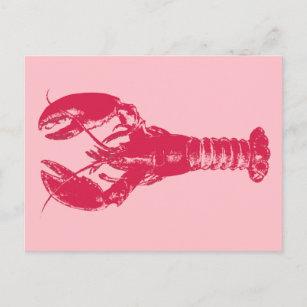 Fuchsia Lobster auf hellrosa Postkarte