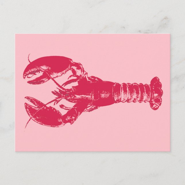 Fuchsia Lobster auf hellrosa Postkarte (Vorderseite)