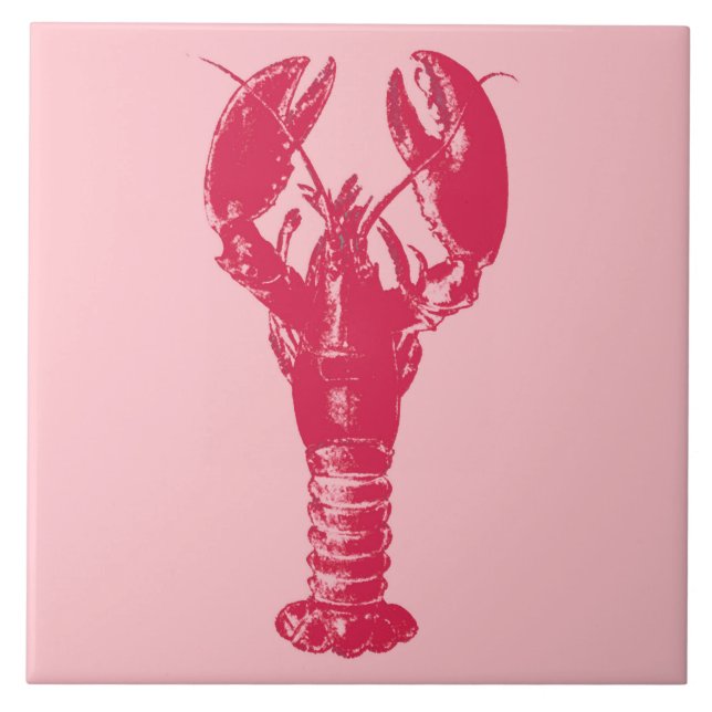Fuchsia Lobster auf Light Coral Pink Fliese (Vorderseite)