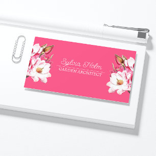 Fuchsia Magenta Vintage Magnolie Botanischer Name Visitenkarte