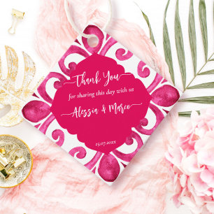 Fuchsia Majolica Magenta Fliesen personalisiert Geschenkanhänger