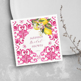 Fuchsia Majolica magenta tiles Brautparty Serviette