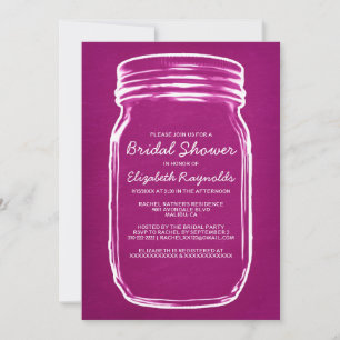 Fuchsia Mason Jar Bridal Dusche Einladungen