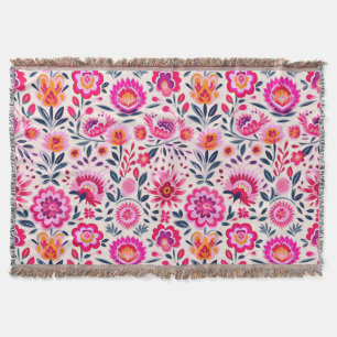 Fuchsia Mexikanische Blume Muster bunter Spaß Decke