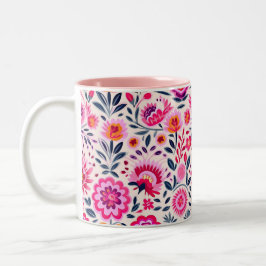 Fuchsia Mexikanische Blume Muster Vibrannt Zweifarbige Tasse