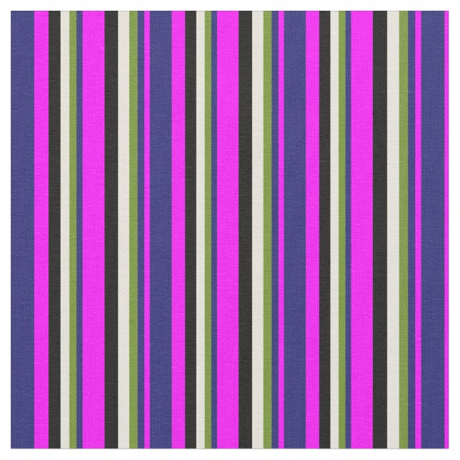 Fuchsia, Midnight Blue, Green, Beige und Black Stoff (Nahaufnahme)