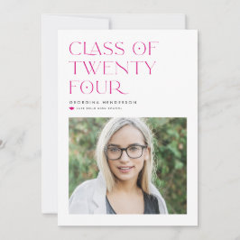 Fuchsia Minimalistisch Class of 2024 Foto Abschlus Ankündigung