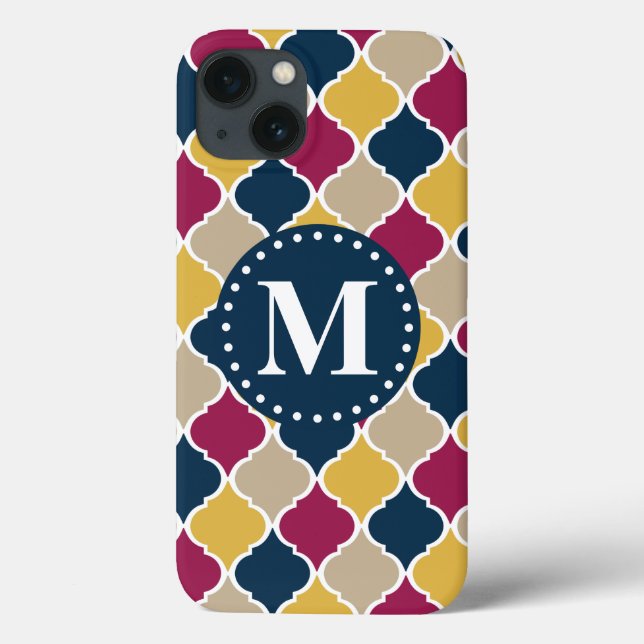 Fuchsia Navy marokkanisches Gittermonogramm Case-Mate iPhone Hülle (Rückseite)