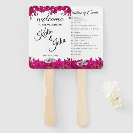 Fuchsia Orchids on White Wedding Program- Fächer