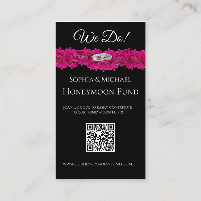 Fuchsia Orchids- We Do-Wedding Rings-Registry- Visitenkarte (Rückseite)