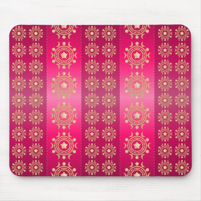 Fuchsia Oriental Mandala Pattern Mousepad (Vorne)